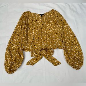 Yellow Floral Crop Top Size Large
